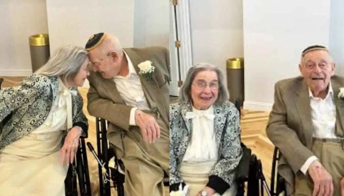 'विश्व रिकॉर्ड सबसे बुजुर्ग नवविवाहित जोड़ा: 100 साल का दूल्हा बनी लिटमन 102 साल की मझौली फाइटर मैन दुल्हन | '